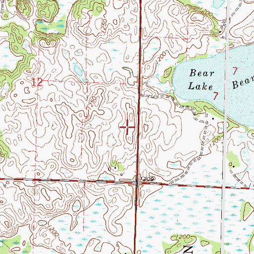 Topographic Map of Lake Andrew Cemetery, MN