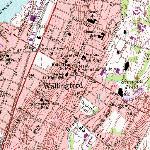 Topographic Map of Earley Junior High School, CT