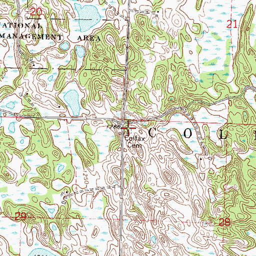 Topographic Map of Colfax Cemetery, MN