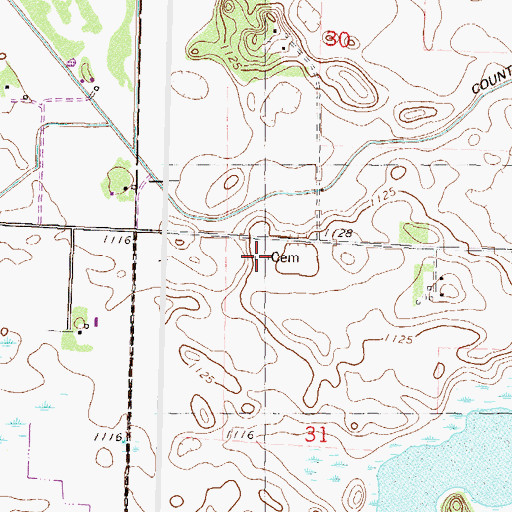 Topographic Map of Old Baptist Cemetery, MN