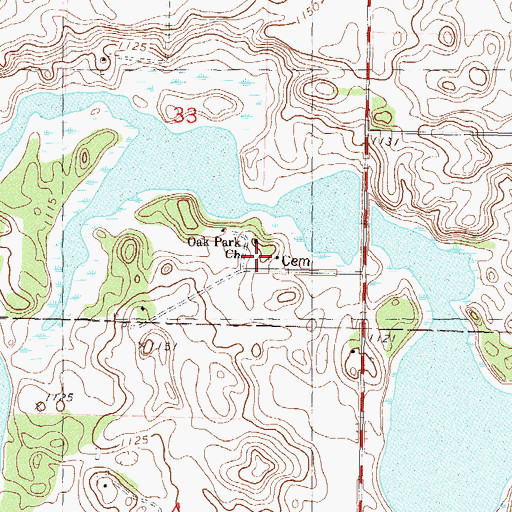 Topographic Map of Oak Park Cemetery, MN