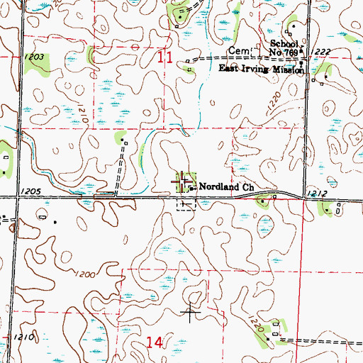 Topographic Map of Nordland Cemetery, MN