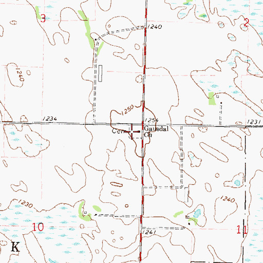 Topographic Map of Gausdal Lutheran Cemetery, MN