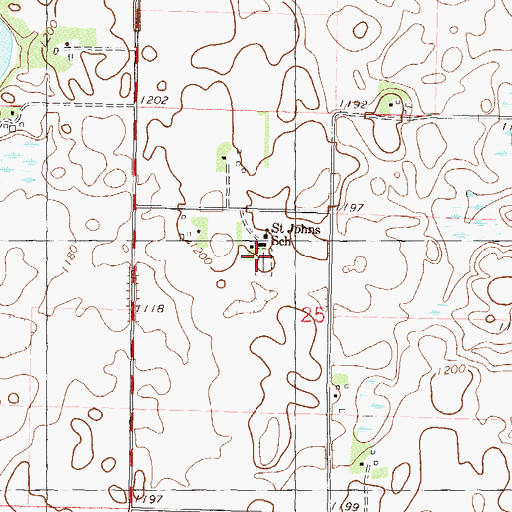Topographic Map of Saint John Evangelical Lutheran Cemetery, MN