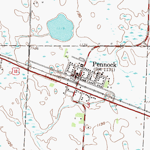 Topographic Map of Pennock Post Office, MN
