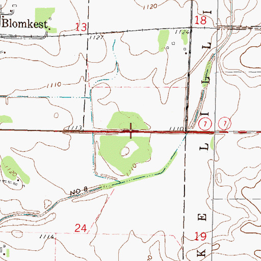 Topographic Map of Blomkest Rest Area, MN