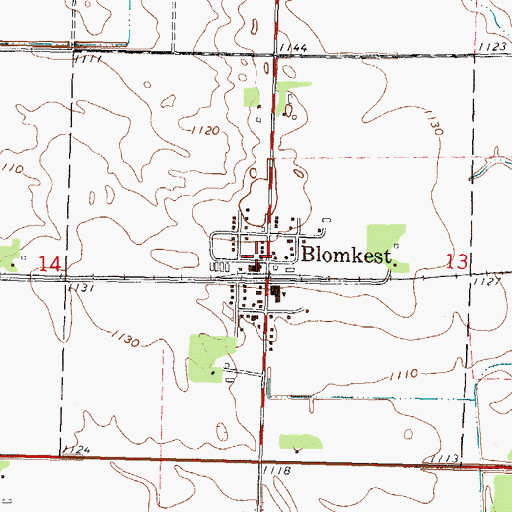 Topographic Map of Blomkest Post Office, MN