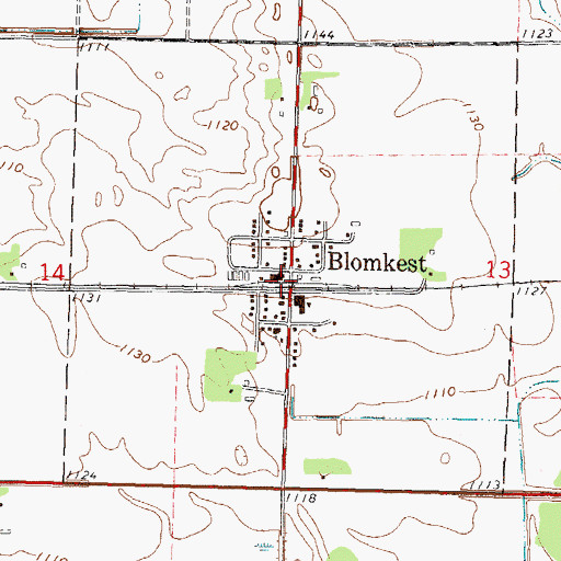 Topographic Map of Blomkest (historical), MN