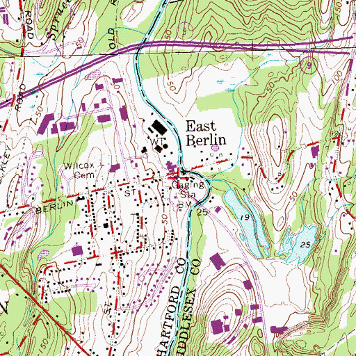Topographic Map of East Berlin, CT