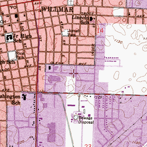 Topographic Map of First Baptist Church, MN