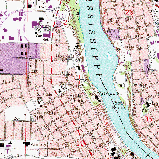Topographic Map of Centra Care Clinic at River Campus, MN