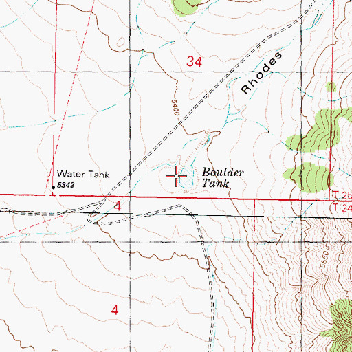 Topographic Map of Boulder Tank, AZ