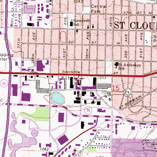 Topographic Map of Division Place Fashion Center, MN