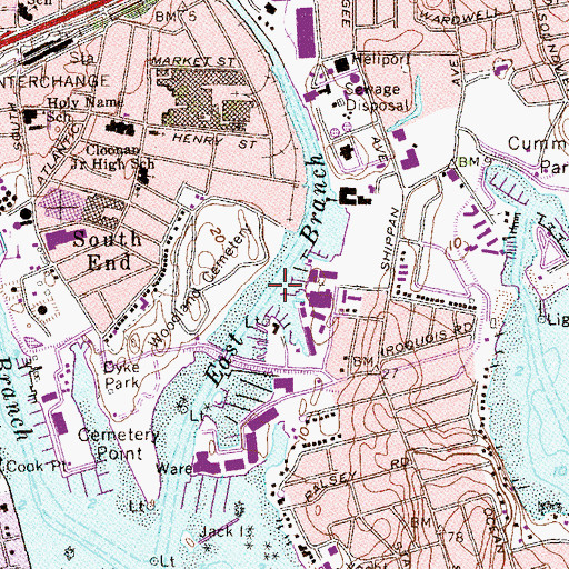 Topographic Map of East Branch, CT
