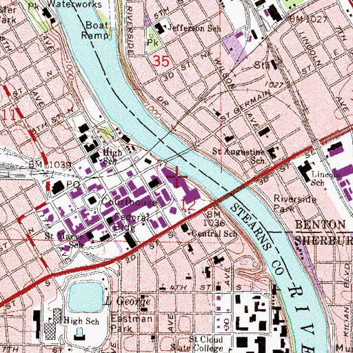 Topographic Map of Saint Cloud Civic Center, MN