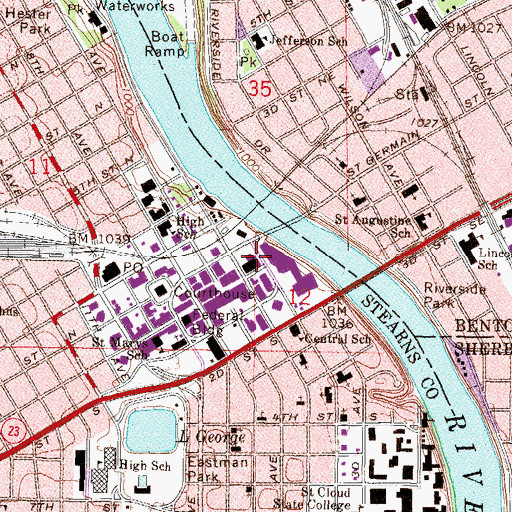 Topographic Map of Saint Cloud Public Library, MN