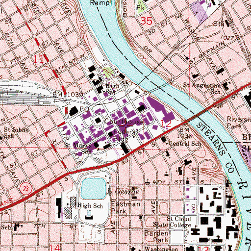 Topographic Map of Centre Square Shopping Center, MN