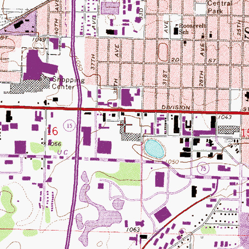 Topographic Map of Plaza West Shopping Center, MN