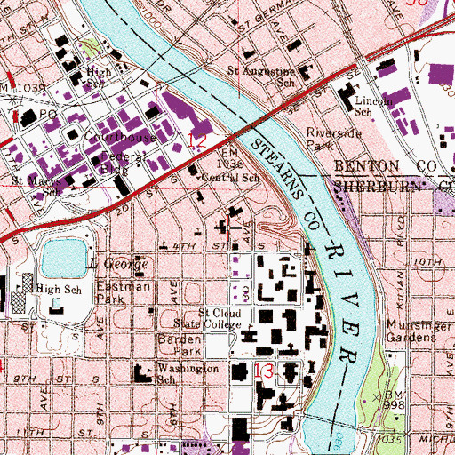 Topographic Map of First Presbyterian Church, MN