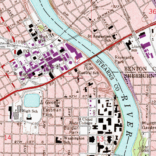 Topographic Map of First United Methodist Church, MN