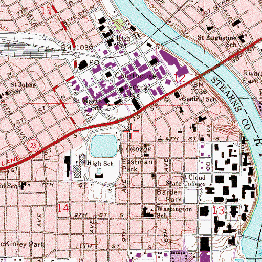 Topographic Map of First Church of Christ Scientist, MN