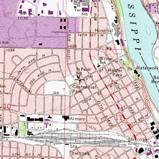 Topographic Map of Saint Paul's Church, MN