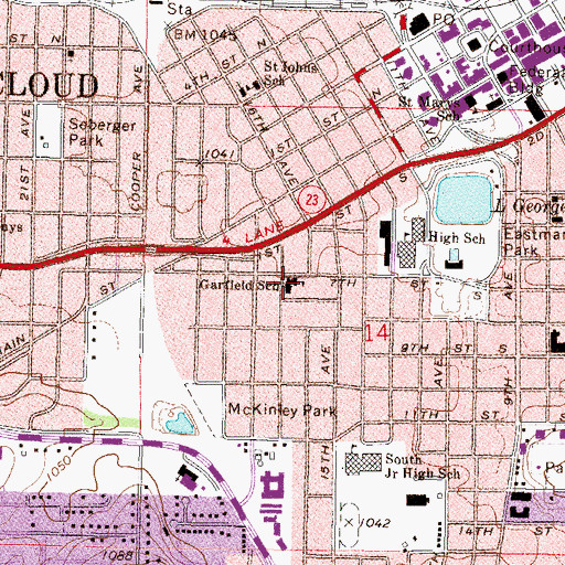 Topographic Map of Good News Assembly of God Church, MN