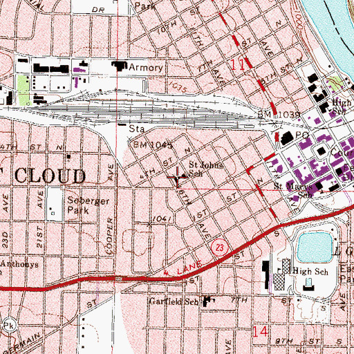 Topographic Map of Saint John Cantius' Church, MN