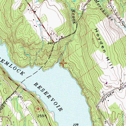 Topographic Map of East Branch Cricker Brook, CT