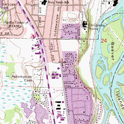 Topographic Map of First Assembly of God Church, MN
