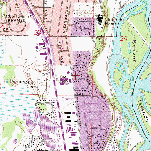 Topographic Map of Holy Cross Lutheran Church, MN