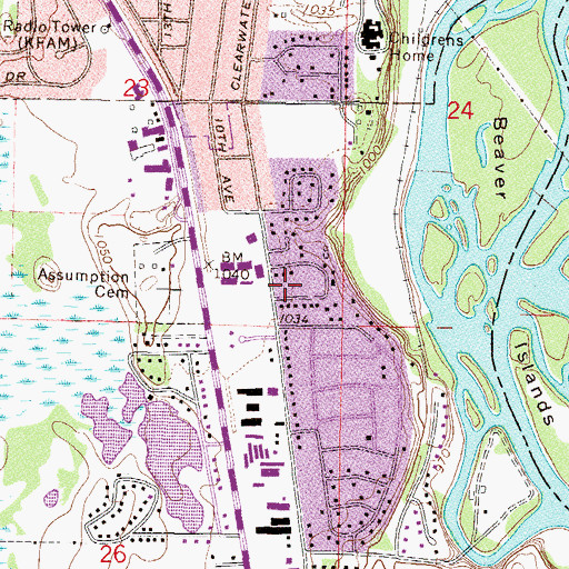 Topographic Map of Grace United Methodist Church, MN