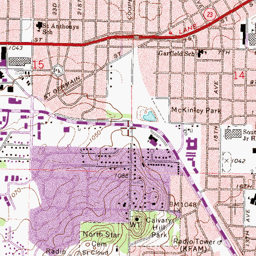 Topographic Map of Saint John's Episcopal Church, MN