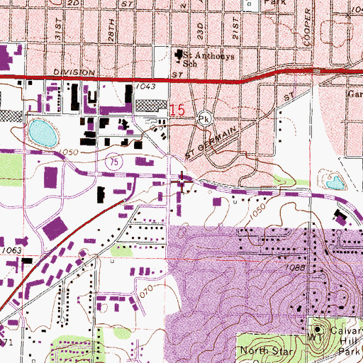 Topographic Map of Saint Cloud Christian Secondary School, MN
