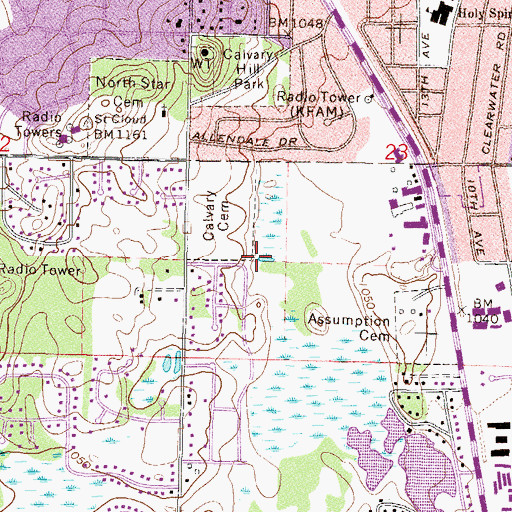 Topographic Map of Serenity One and Two Park, MN