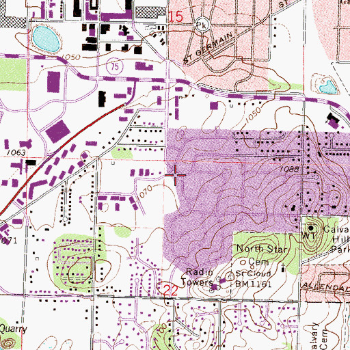 Topographic Map of Rotary Park, MN
