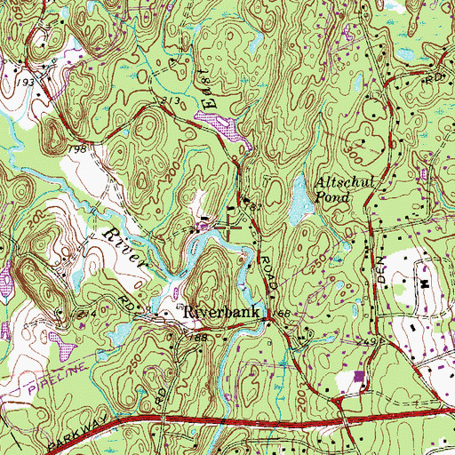 Topographic Map of East Branch Mianus River, CT