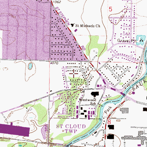 Topographic Map of Ridgewood Park, MN