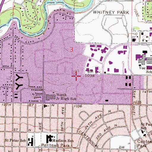 Topographic Map of Northway Park, MN