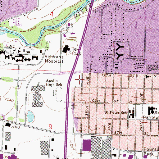 Topographic Map of Jaycee Park, MN