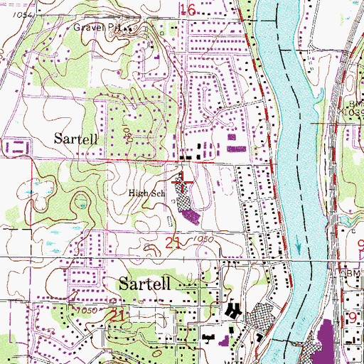 Topographic Map of Sartell Middle School, MN