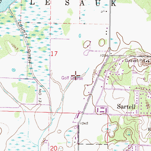 Topographic Map of Sartell Golf Club, MN