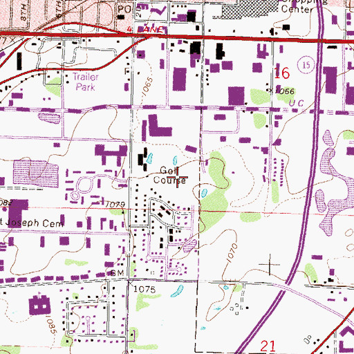 Topographic Map of Angushire Golf Course, MN