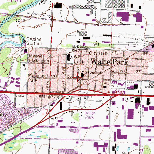 Topographic Map of Saint Joseph's Church, MN