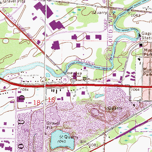 Topographic Map of Riverwood Mall, MN