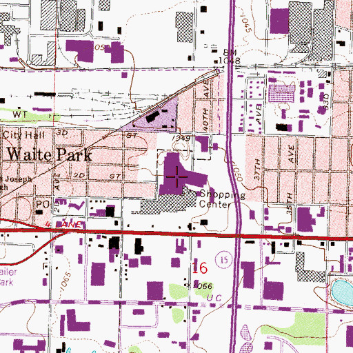 Topographic Map of Crossroads Shopping Center, MN