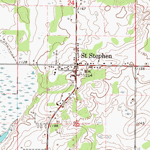 Topographic Map of Saint Stephen Church, MN