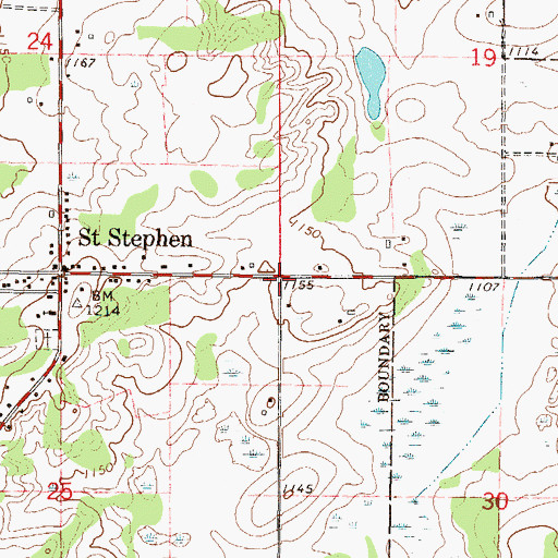 Topographic Map of Saint Stephen City Hall, MN