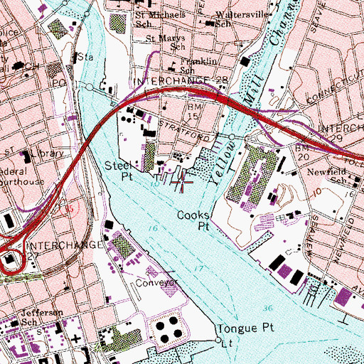 Topographic Map of East Bridgeport, CT