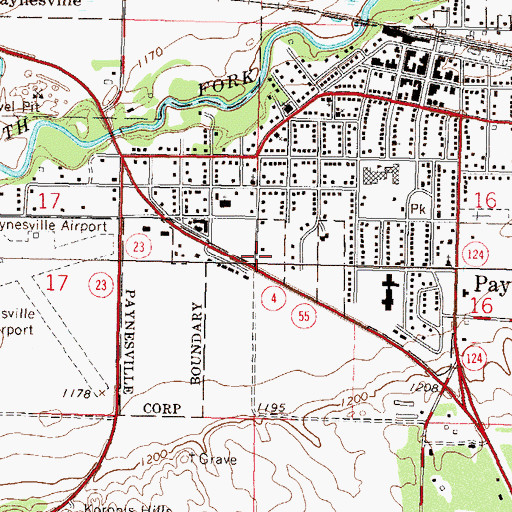 Topographic Map of Paynesville Lutheran Church, MN